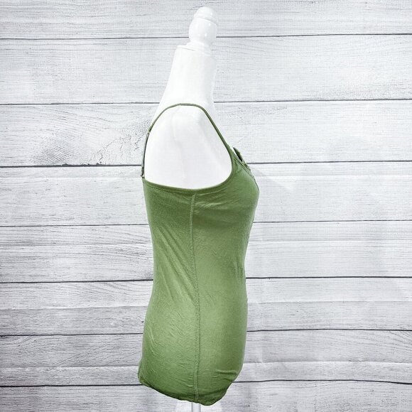 Basic Tank Top | Spaghetti Strap | Textured | Green | Medium | Y2K | Women - Picture 3 of 12